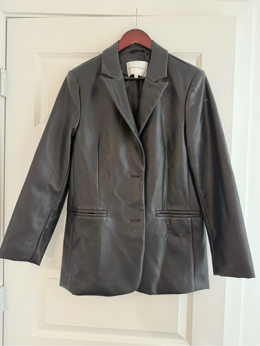 Rebecca Minkoff Black Leather Tailored Blazer